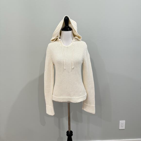 Vintage Y2K Gap Sweater Womens M Ivory 100% Cotton Bell Sleeve Chunky Fisherman - Picture 11 of 11